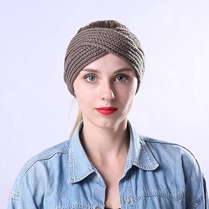 DRESHOW 6 Pack Crochet Turban Headband for Women Warm Bulky Crocheted Headwrap - Image 2